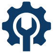 Blue wrench and gear icon