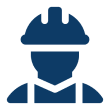 Blue hard hat worker silhouette